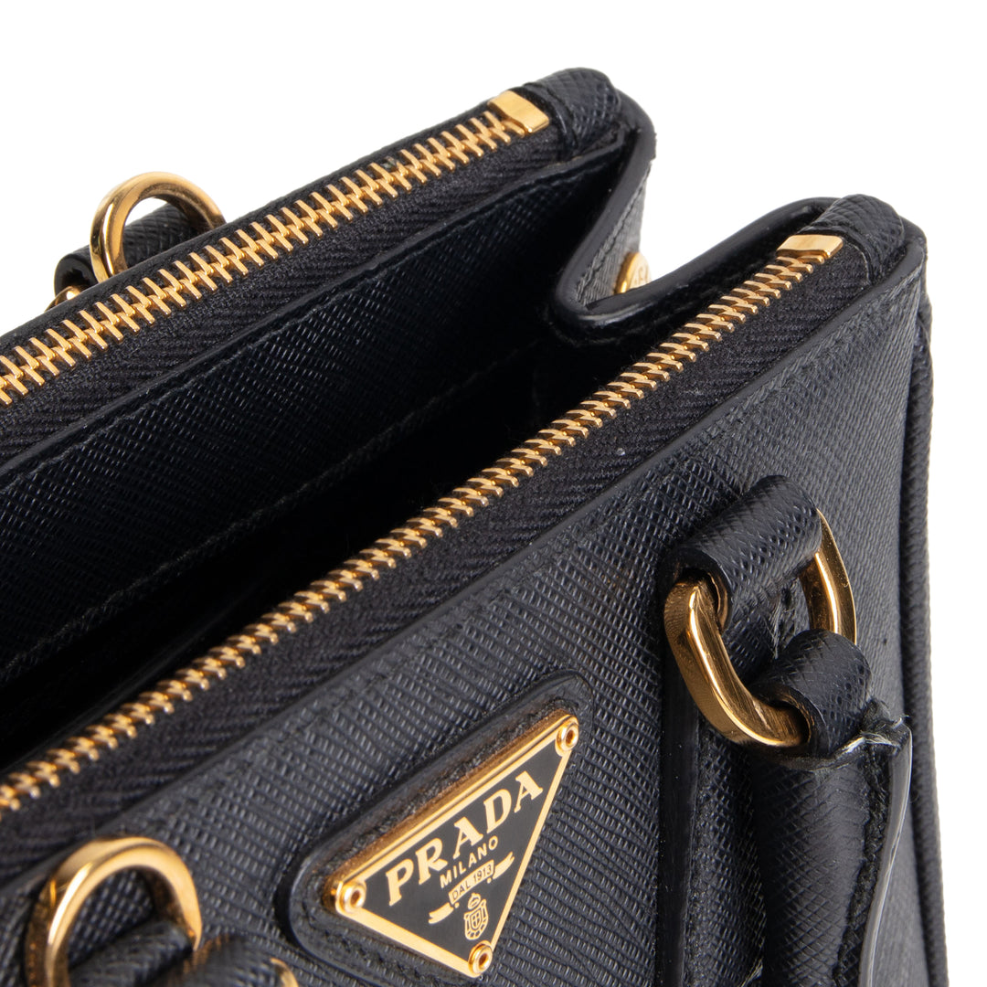 PRADA Micro Saffiano Galleria Shoulder Bag - Black