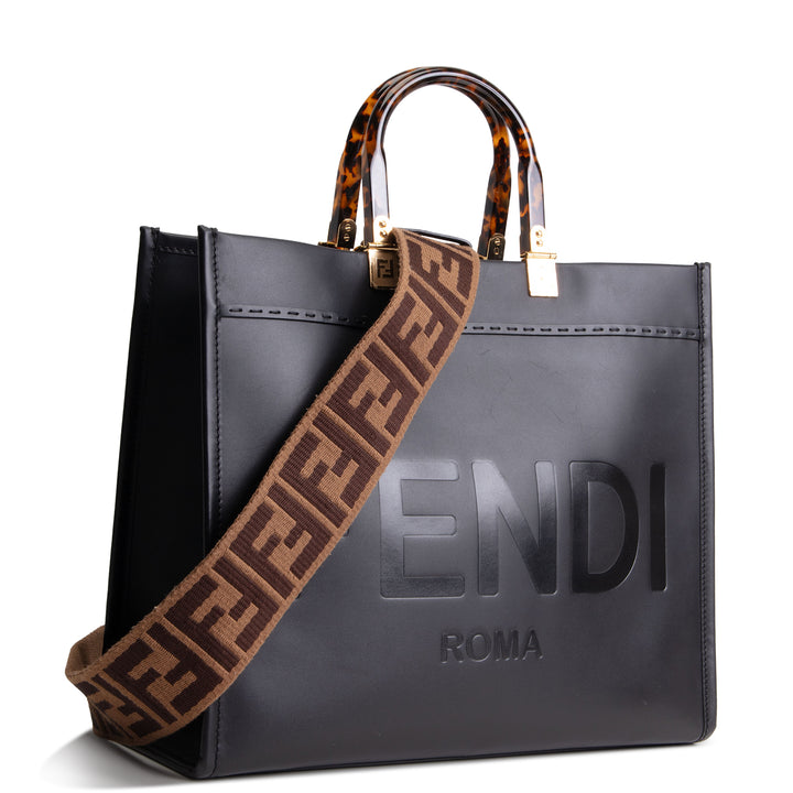 FENDI Sunshine Tote Medium - Black w/ Strap
