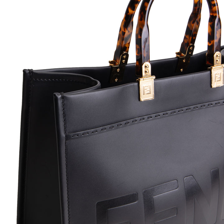 FENDI Sunshine Tote Medium - Black w/ Strap