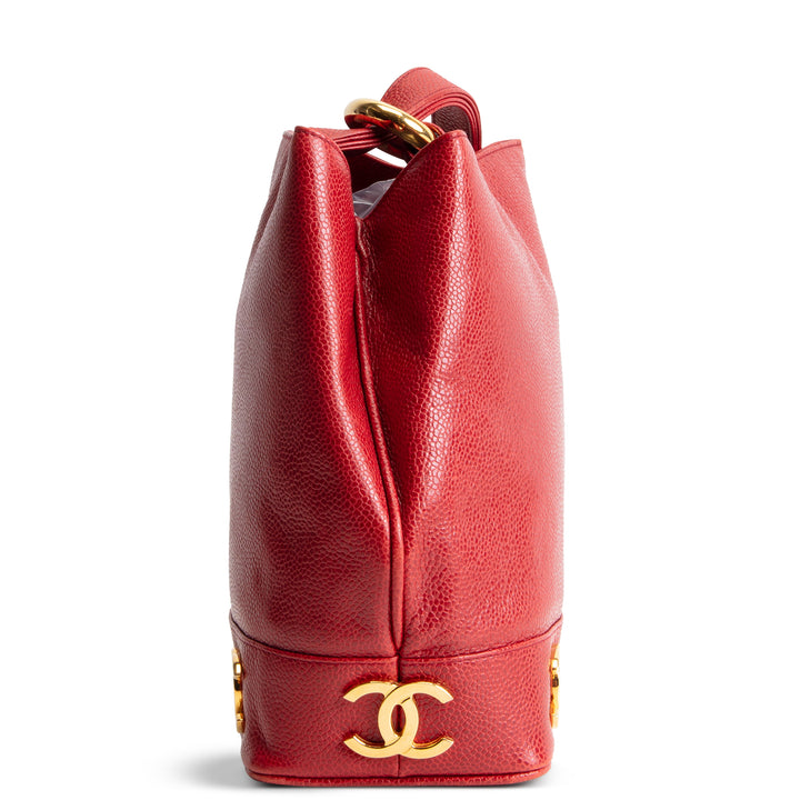 CHANEL Vintage Triple CC's Bucket Bag - Red OUTLET FINAL SALE
