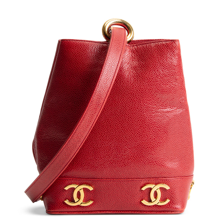 CHANEL Vintage Triple CC's Bucket Bag - Red OUTLET FINAL SALE