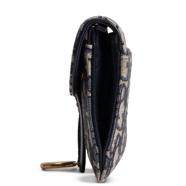 DIOR Oblique Jacquard Saddle Chain Wallet - Long - Blue