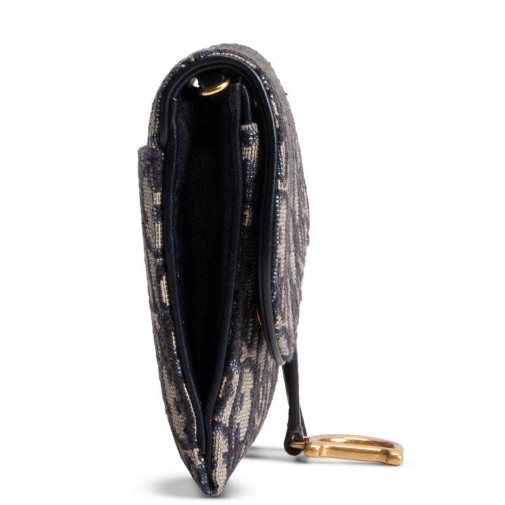 DIOR Oblique Jacquard Saddle Chain Wallet - Long - Blue