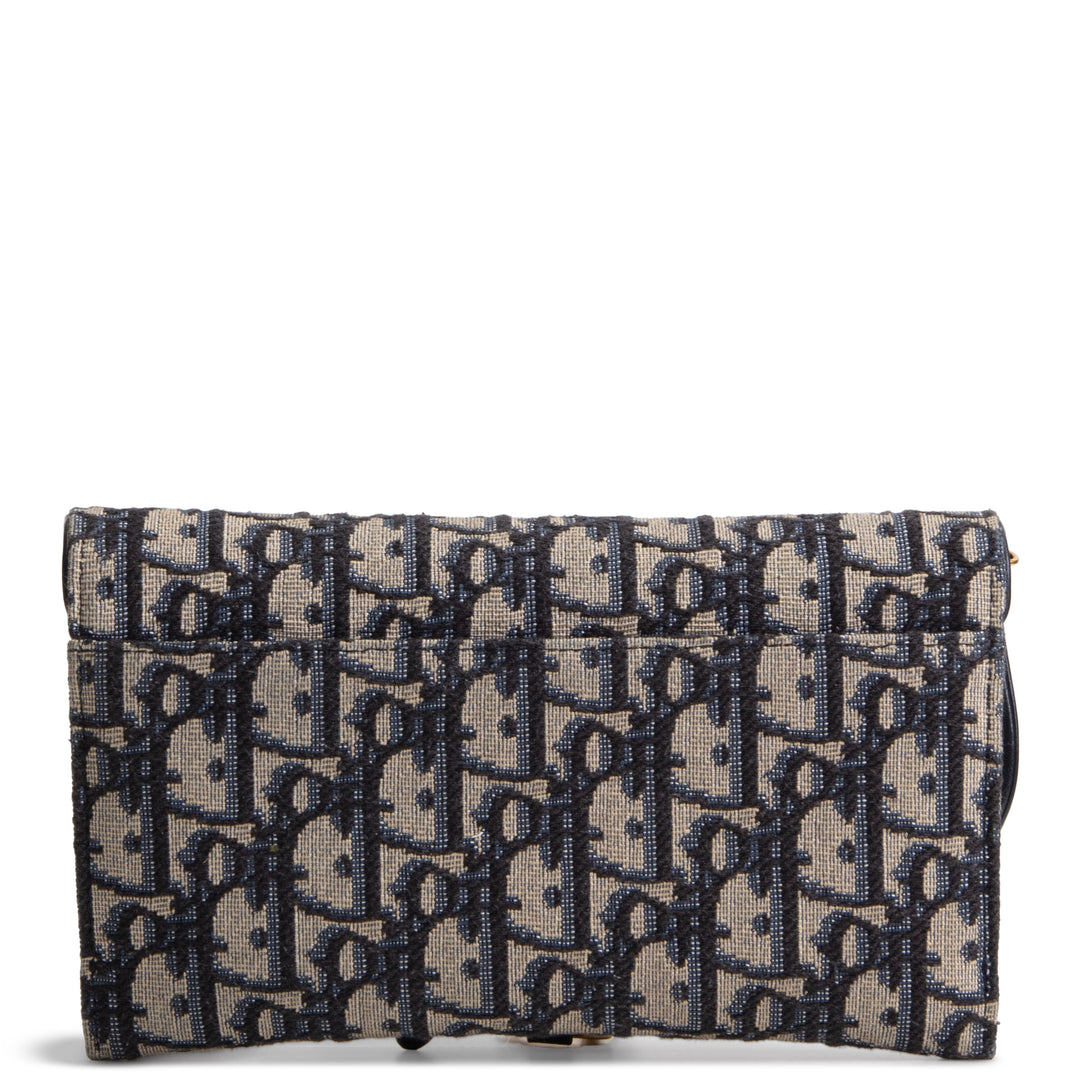 DIOR Oblique Jacquard Saddle Chain Wallet - Long - Blue
