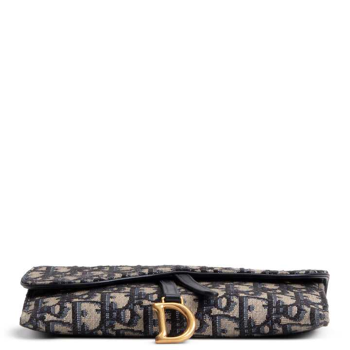 DIOR Oblique Jacquard Saddle Chain Wallet - Long - Blue