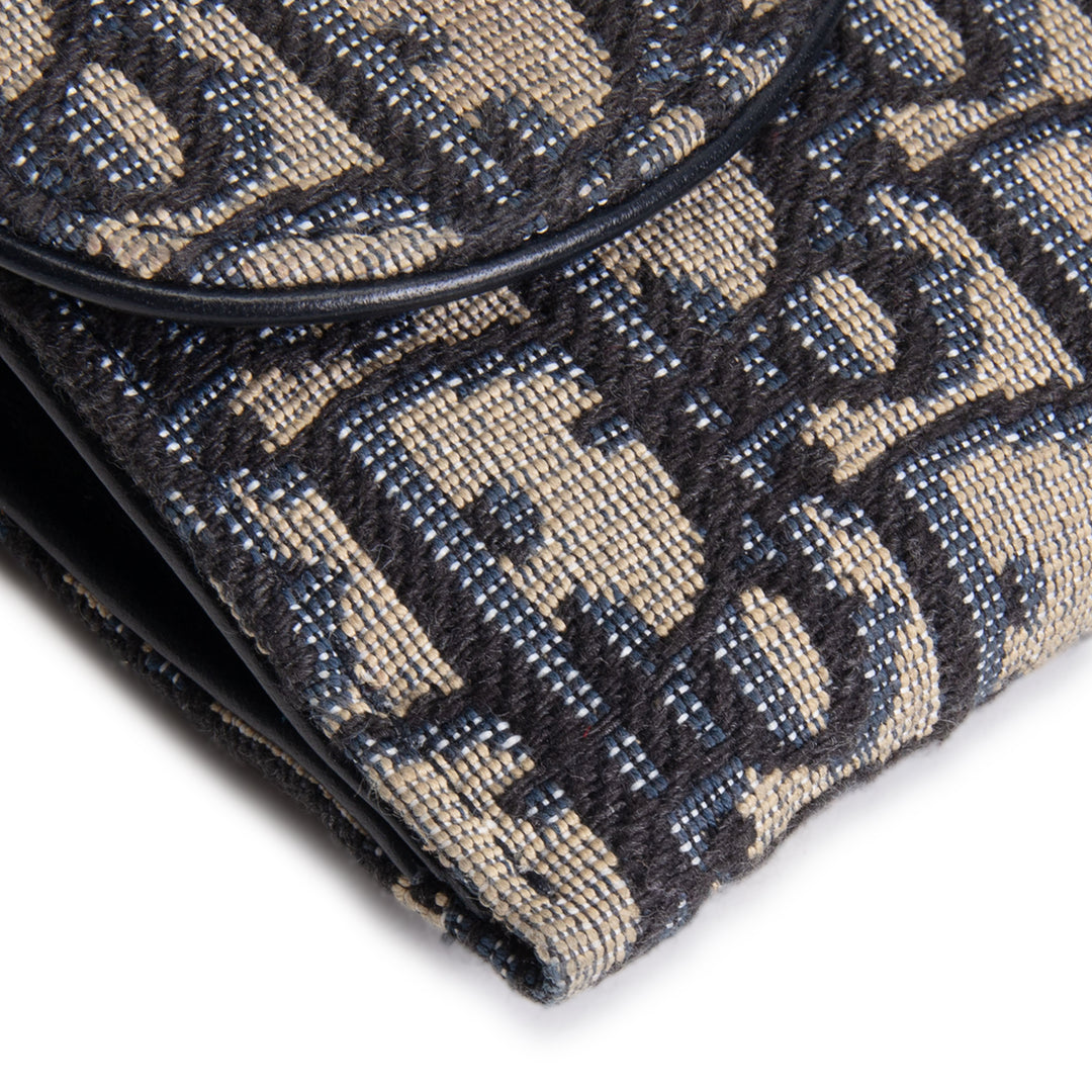 DIOR Oblique Jacquard Saddle Chain Wallet - Long - Blue