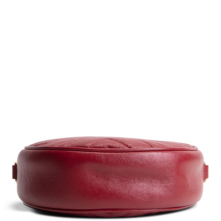 GUCCI Matelasse Mini GG Marmont Round Shoulder Bag