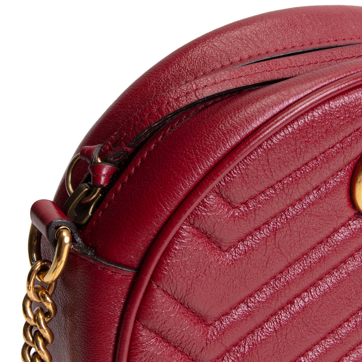 GUCCI Matelasse Mini GG Marmont Round Shoulder Bag