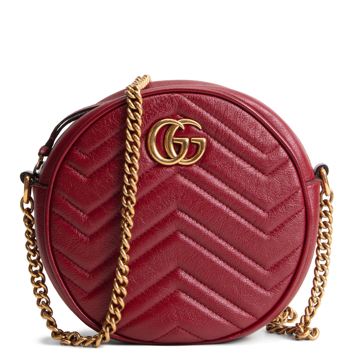 GUCCI Matelasse Mini GG Marmont Round Shoulder Bag