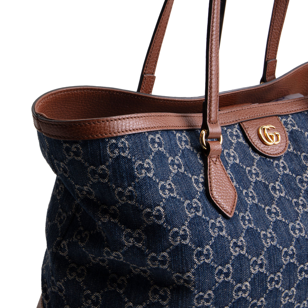 GUCCI Denim GG Monogram Ophidia Shopping Tote OUTLET FINAL SALE