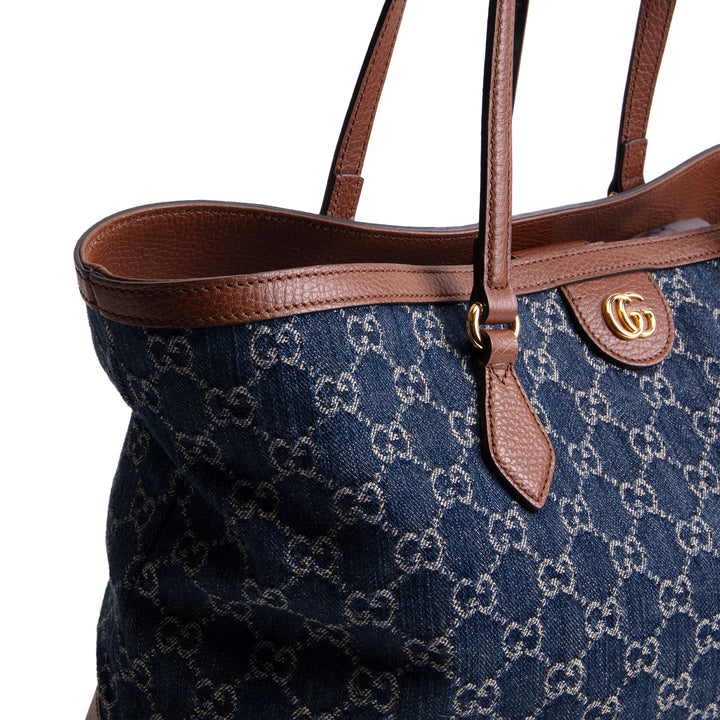 GUCCI Denim GG Monogram Ophidia Shopping Tote OUTLET FINAL SALE