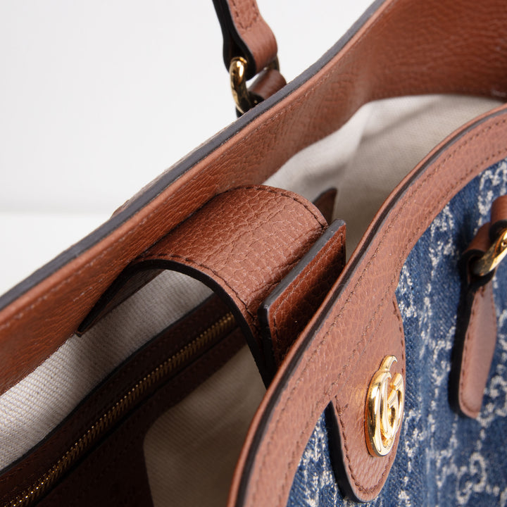 GUCCI Denim GG Monogram Ophidia Shopping Tote OUTLET FINAL SALE