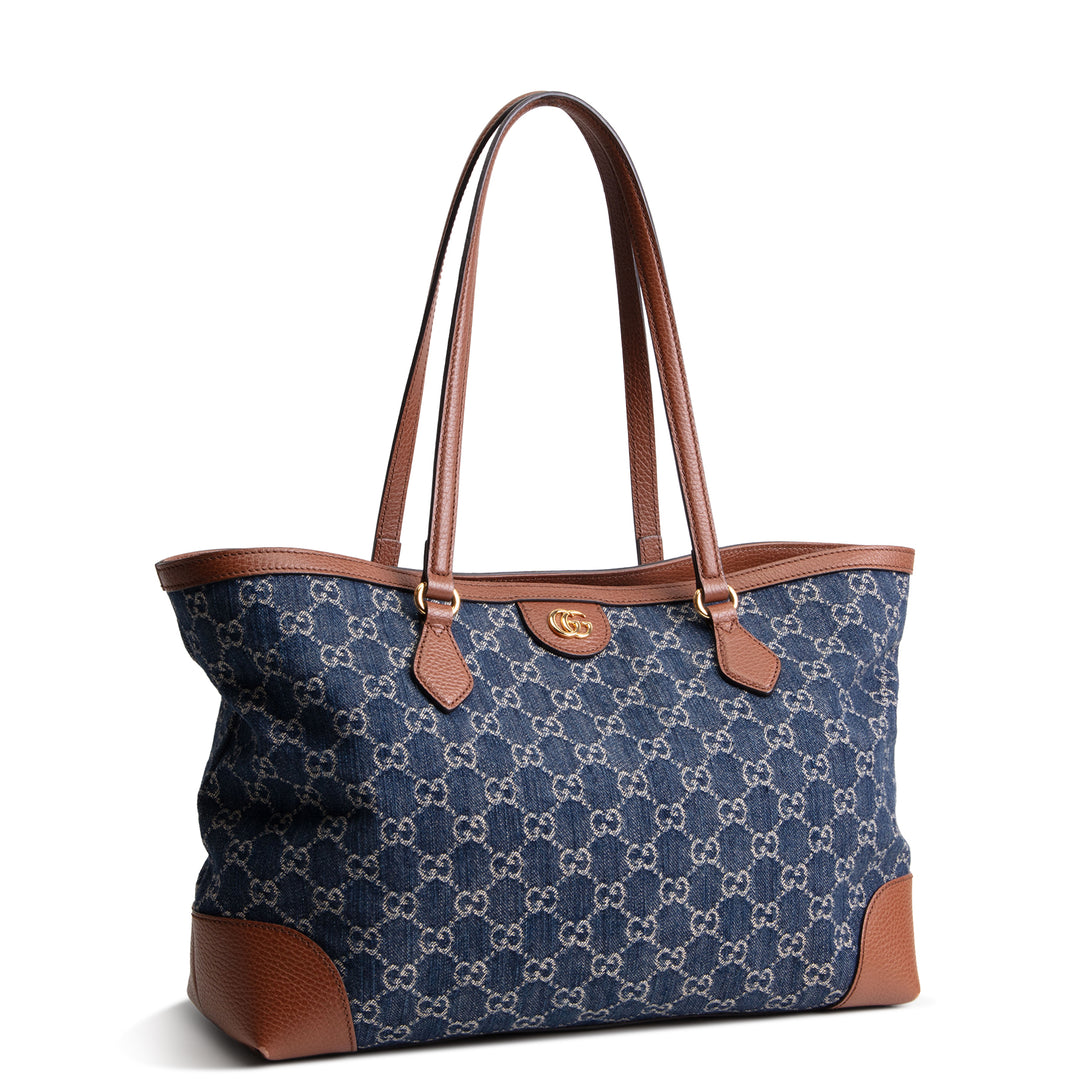 GUCCI Denim GG Monogram Ophidia Shopping Tote OUTLET FINAL SALE