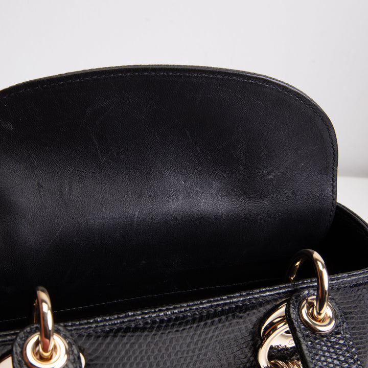 DIOR Small Lizard Lady Dior - Black