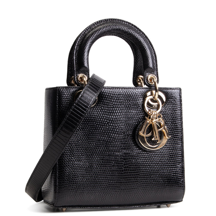 DIOR Small Lizard Lady Dior - Black