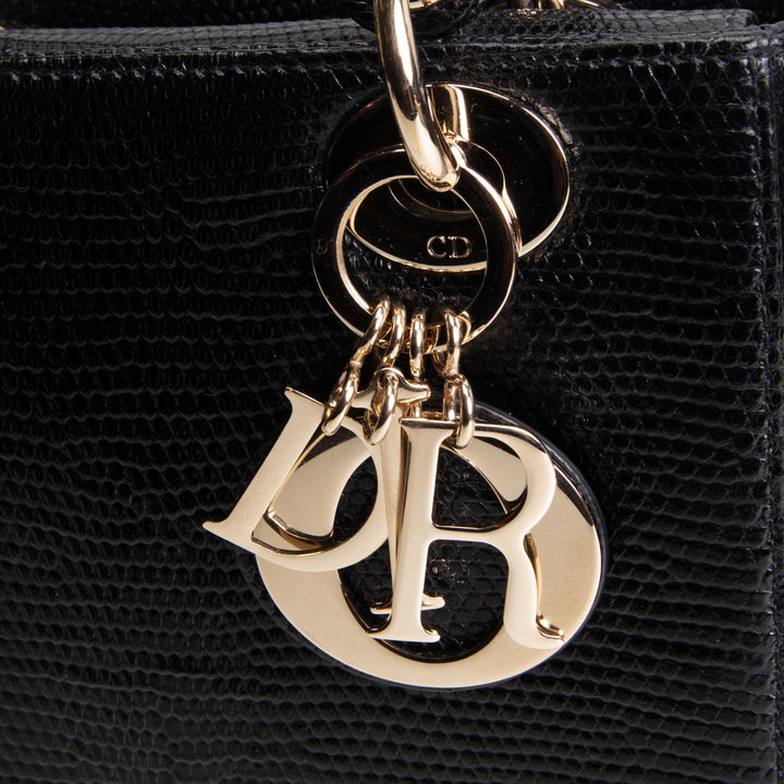 DIOR Small Lizard Lady Dior - Black