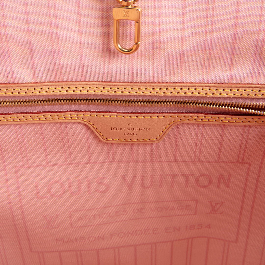 LOUIS VUITTON Damier Azur Neverfull MM w/ Pouch