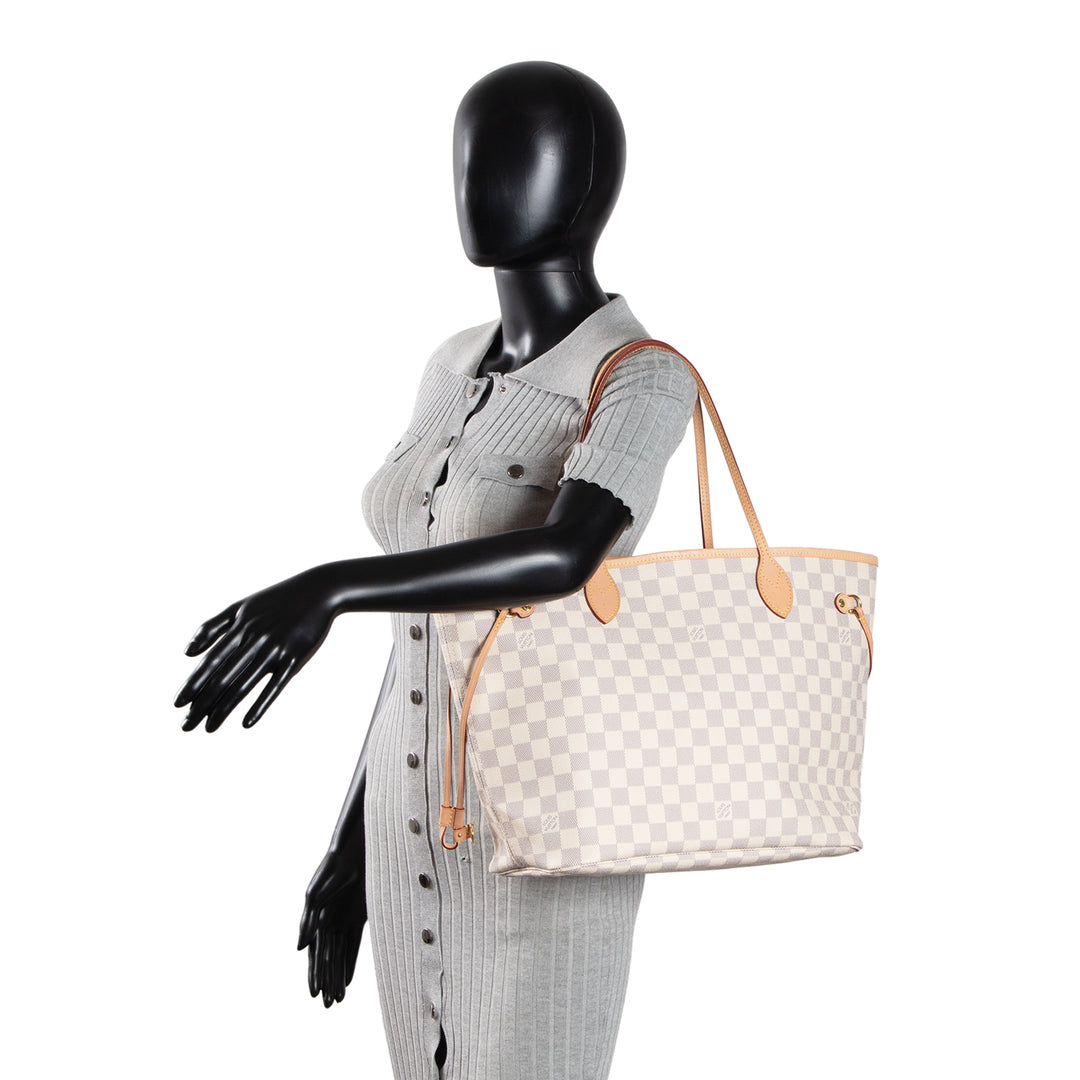 LOUIS VUITTON Damier Azur Neverfull MM w/ Pouch