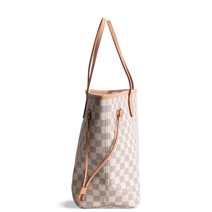 LOUIS VUITTON Damier Azur Neverfull MM w/ Pouch