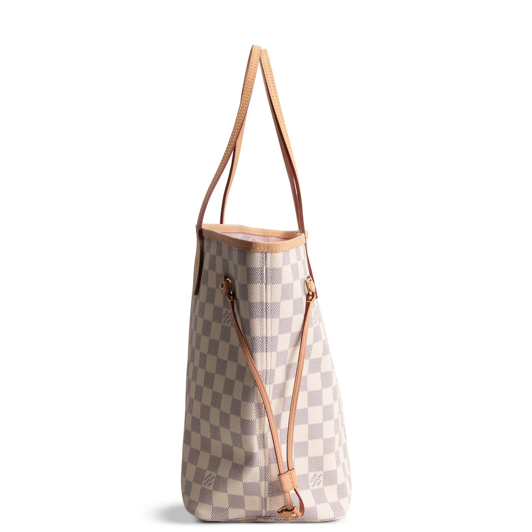 LOUIS VUITTON Damier Azur Neverfull MM w/ Pouch