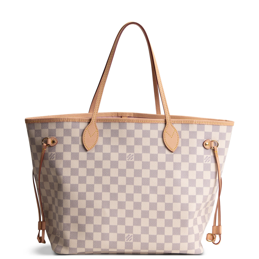LOUIS VUITTON Damier Azur Neverfull MM w/ Pouch
