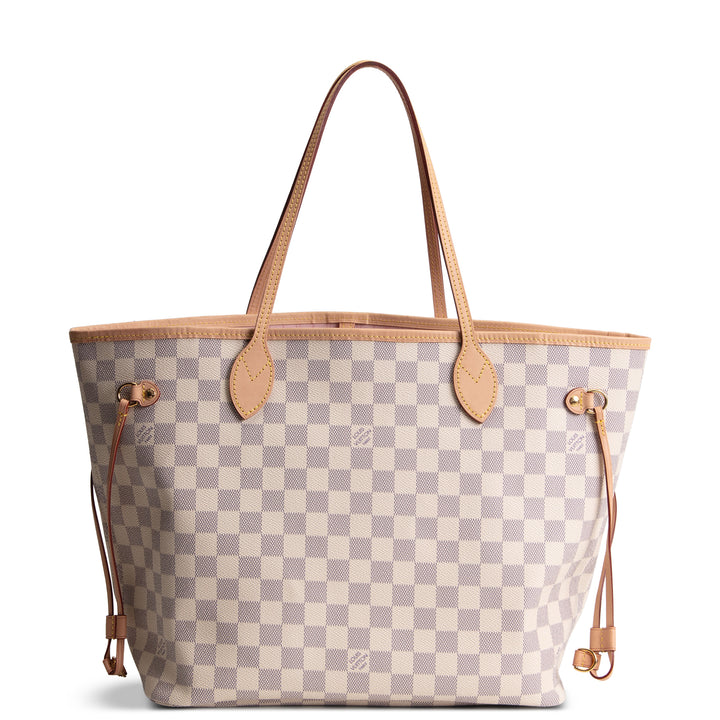 LOUIS VUITTON Damier Azur Neverfull MM w/ Pouch