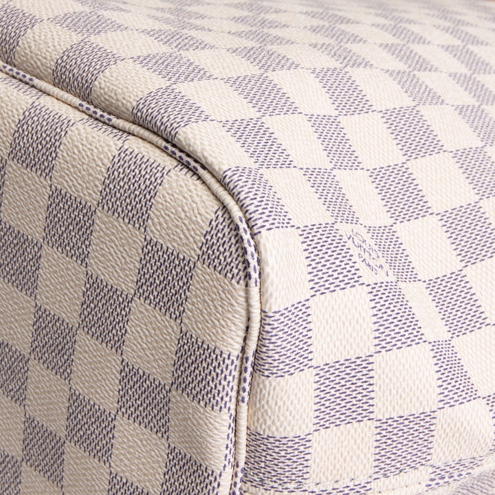 LOUIS VUITTON Damier Azur Neverfull MM w/ Pouch
