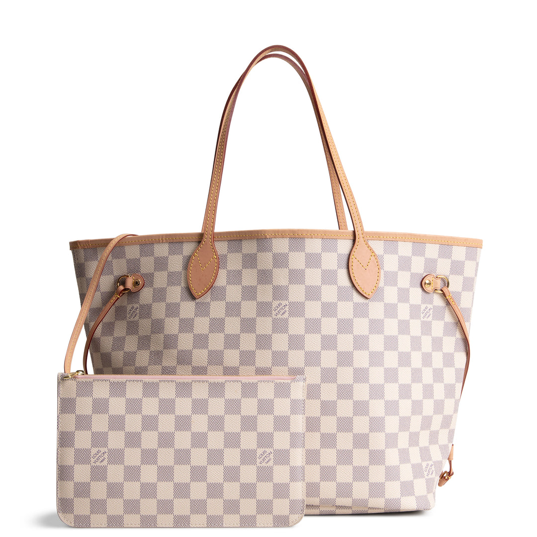 LOUIS VUITTON Damier Azur Neverfull MM w/ Pouch