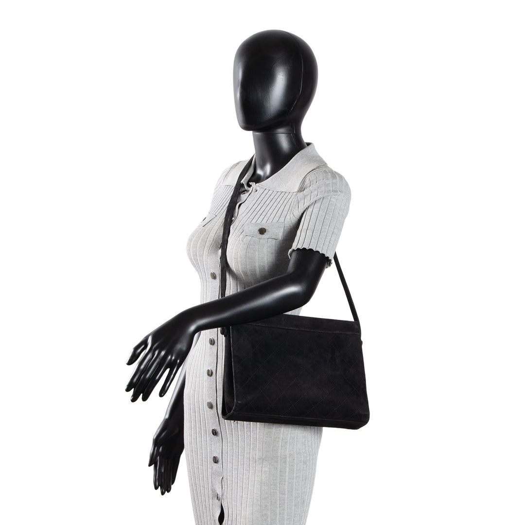 CHANEL Vintage Quilted Suede Shoulder Bag