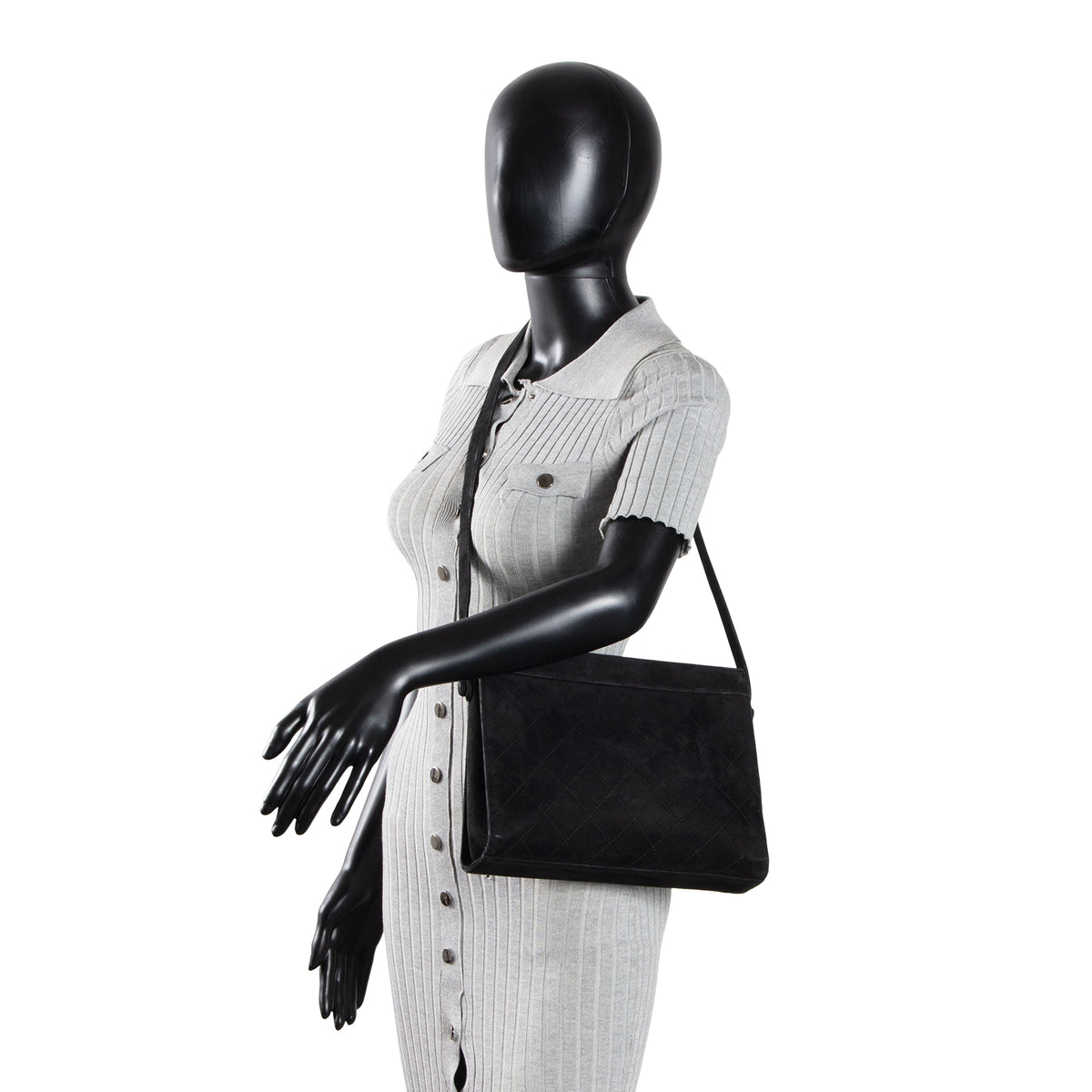 CHANEL Vintage Quilted Suede Shoulder Bag