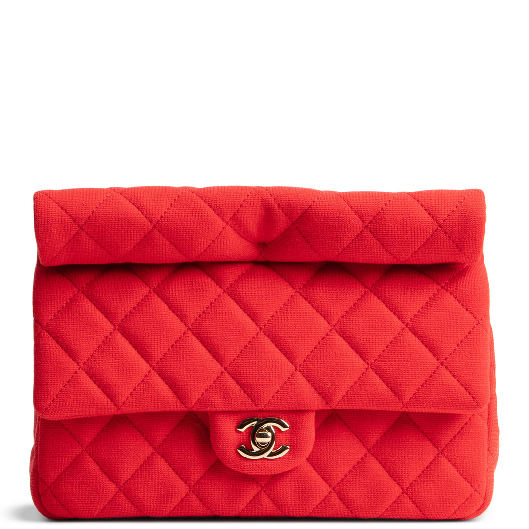 CHANEL Quilted Jersey Roll Clutch