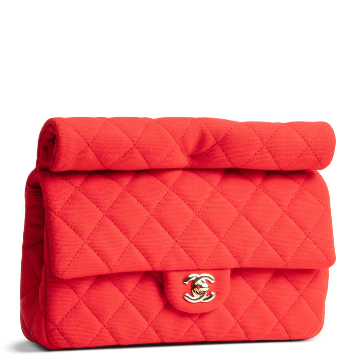 CHANEL Quilted Jersey Roll Clutch