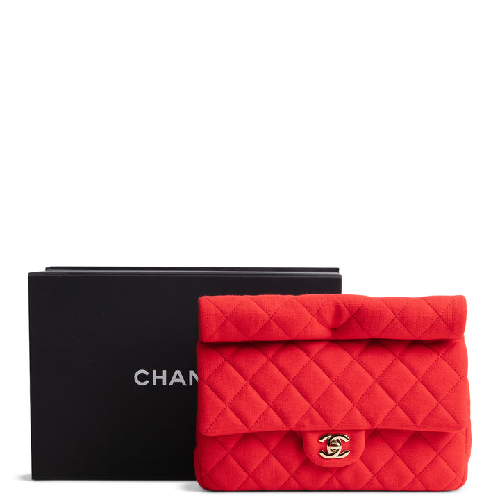 CHANEL Quilted Jersey Roll Clutch