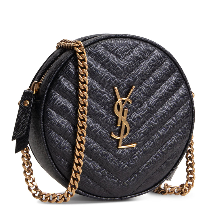 SAINT LAURENT Grain de Poudre Round Vinyle Crossbody - Black