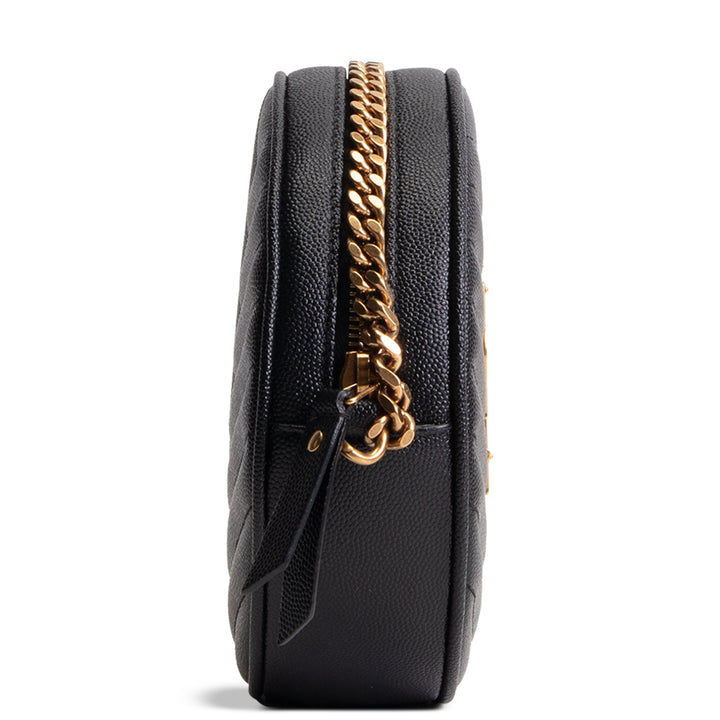 SAINT LAURENT Grain de Poudre Round Vinyle Crossbody - Black