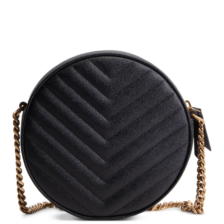 SAINT LAURENT Grain de Poudre Round Vinyle Crossbody - Black