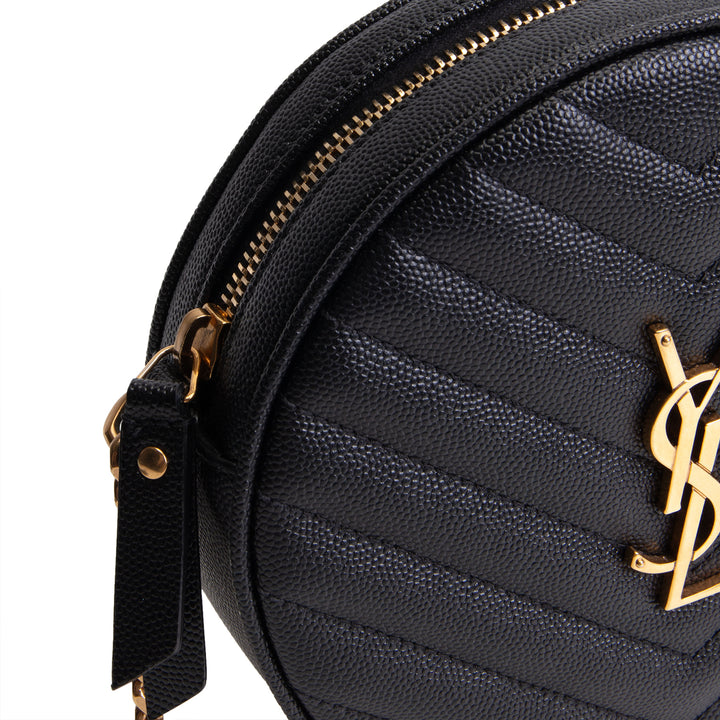 SAINT LAURENT Grain de Poudre Round Vinyle Crossbody - Black