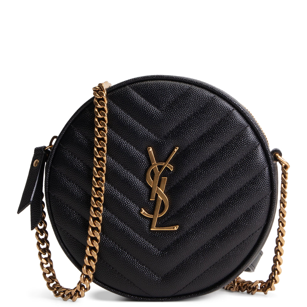 SAINT LAURENT Grain de Poudre Round Vinyle Crossbody - Black