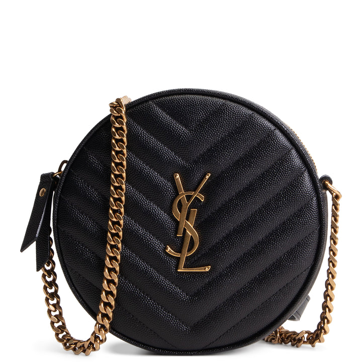 SAINT LAURENT Grain de Poudre Round Vinyle Crossbody - Black