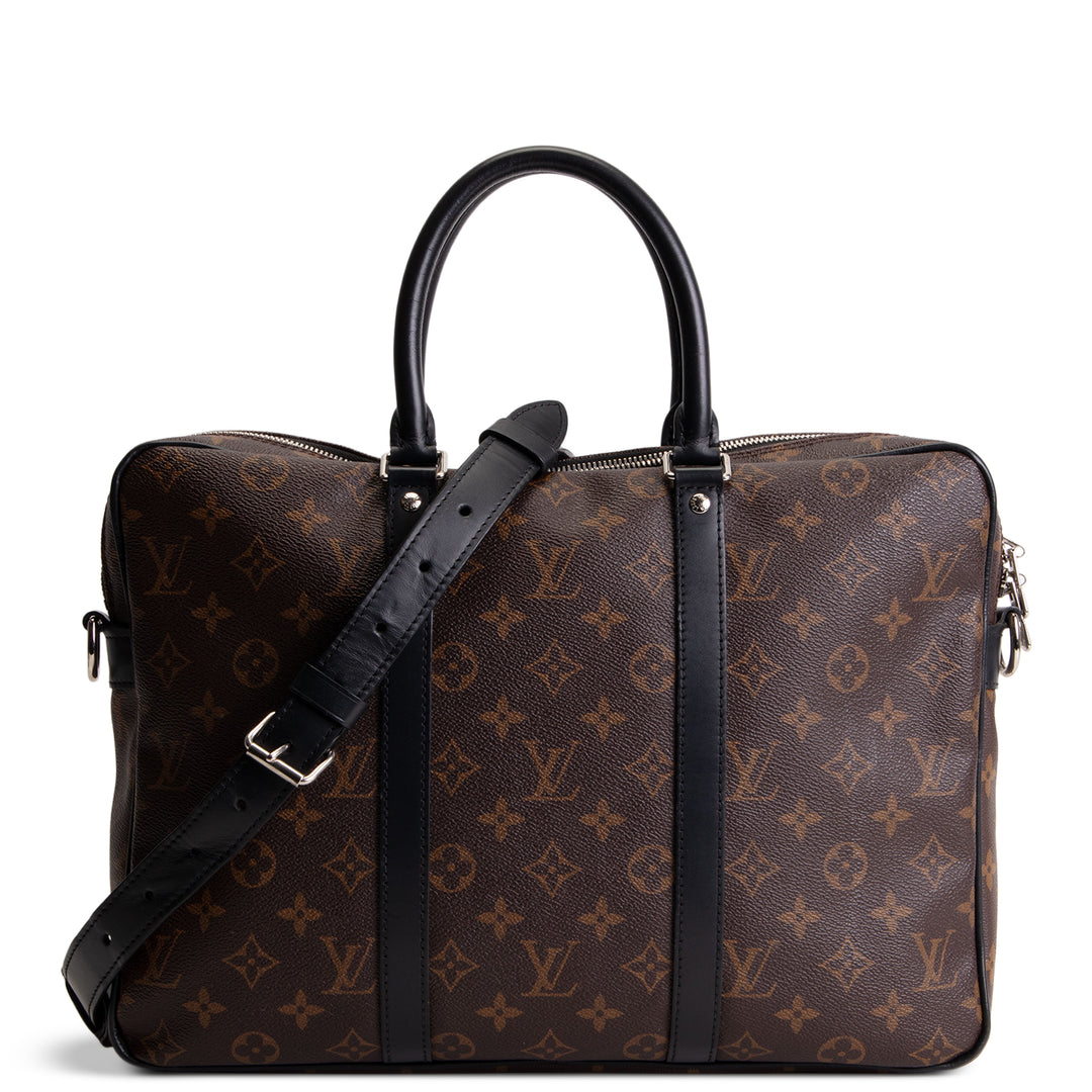 LOUIS VUITTON Monogram Macassar Porte-Document Voyage PM