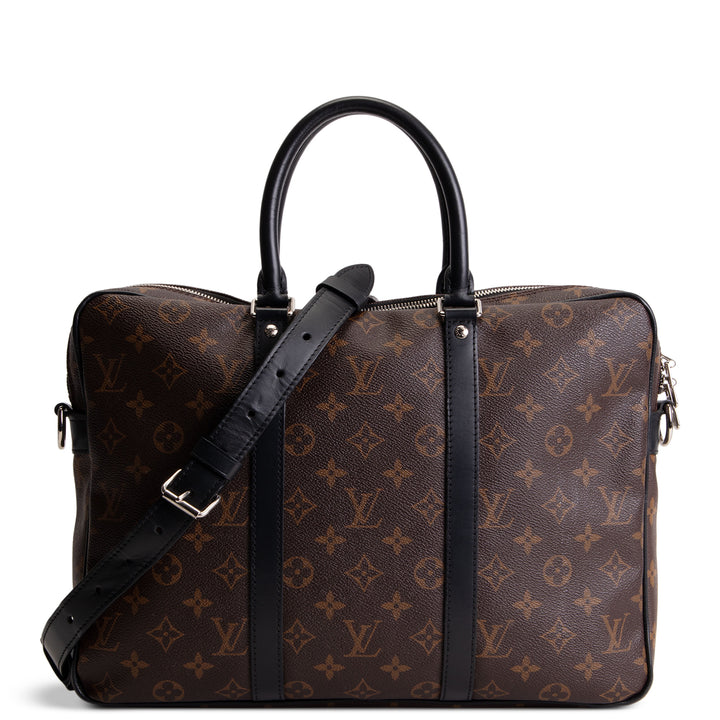 LOUIS VUITTON Monogram Macassar Porte-Document Voyage PM