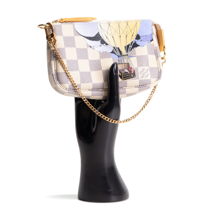 LOUIS VUITTON Mini Pochette Accessories Damier Azur Illustre