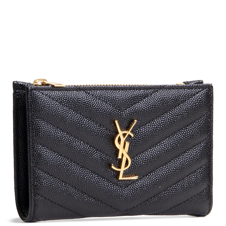 SAINT LAURENT Grain De Poudre Matelasse Chevron Flap Card Case