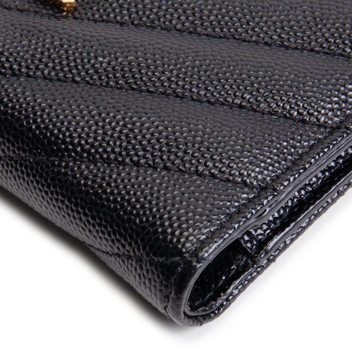 SAINT LAURENT Grain De Poudre Matelasse Chevron Flap Card Case