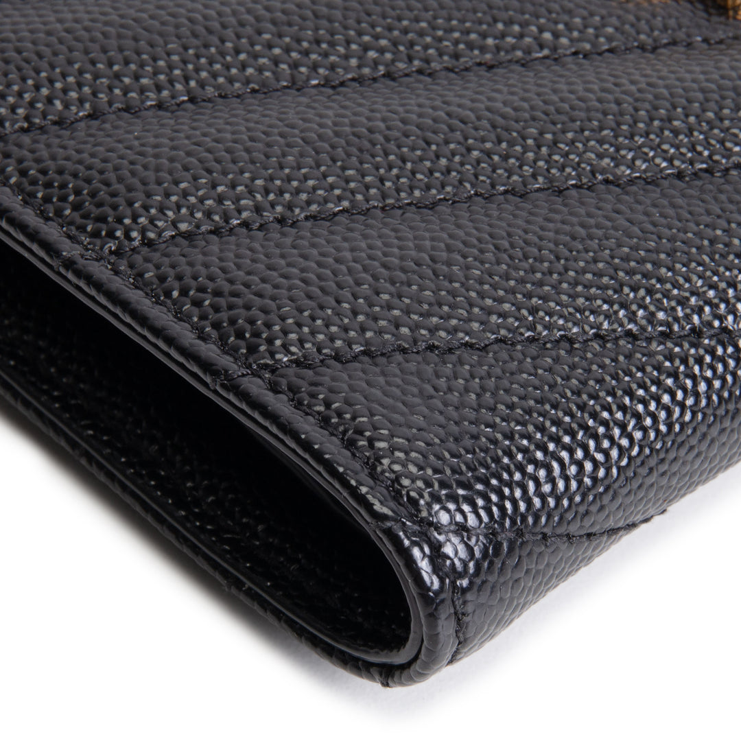 SAINT LAURENT Grain De Poudre Matelasse Chevron Flap Card Case