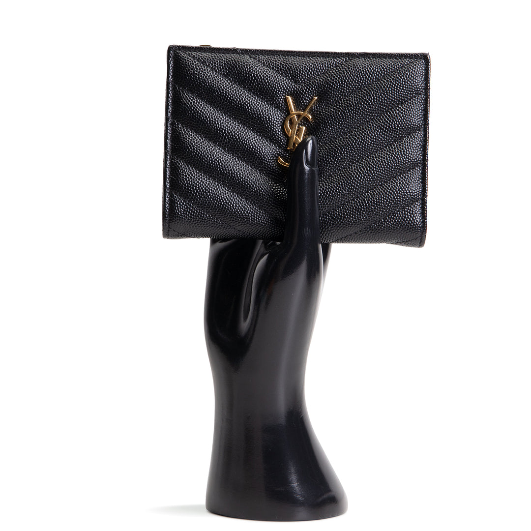SAINT LAURENT Grain De Poudre Matelasse Chevron Flap Card Case