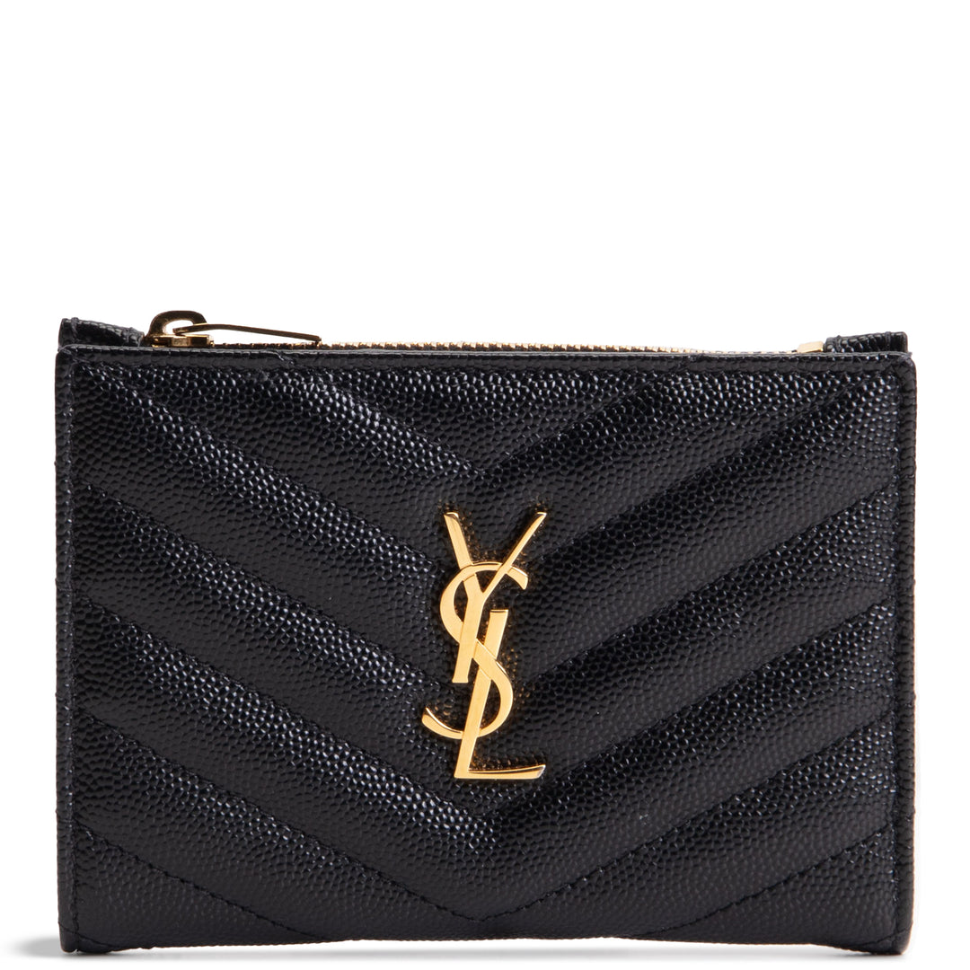 SAINT LAURENT Grain De Poudre Matelasse Chevron Flap Card Case