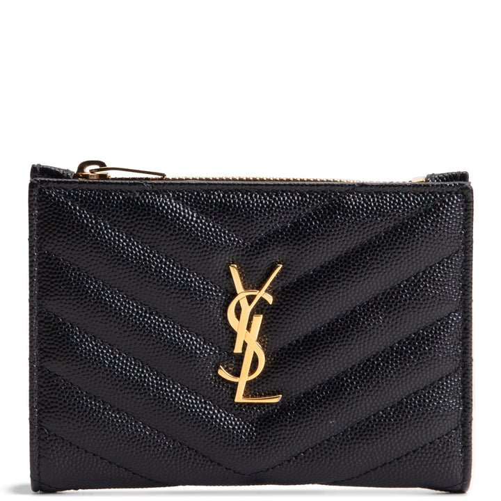 SAINT LAURENT Grain De Poudre Matelasse Chevron Flap Card Case
