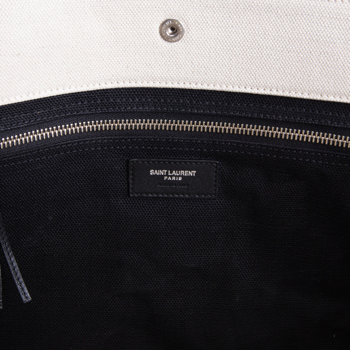 SAINT LAURENT Canvas Large Rive Gauche Tote - Neutral