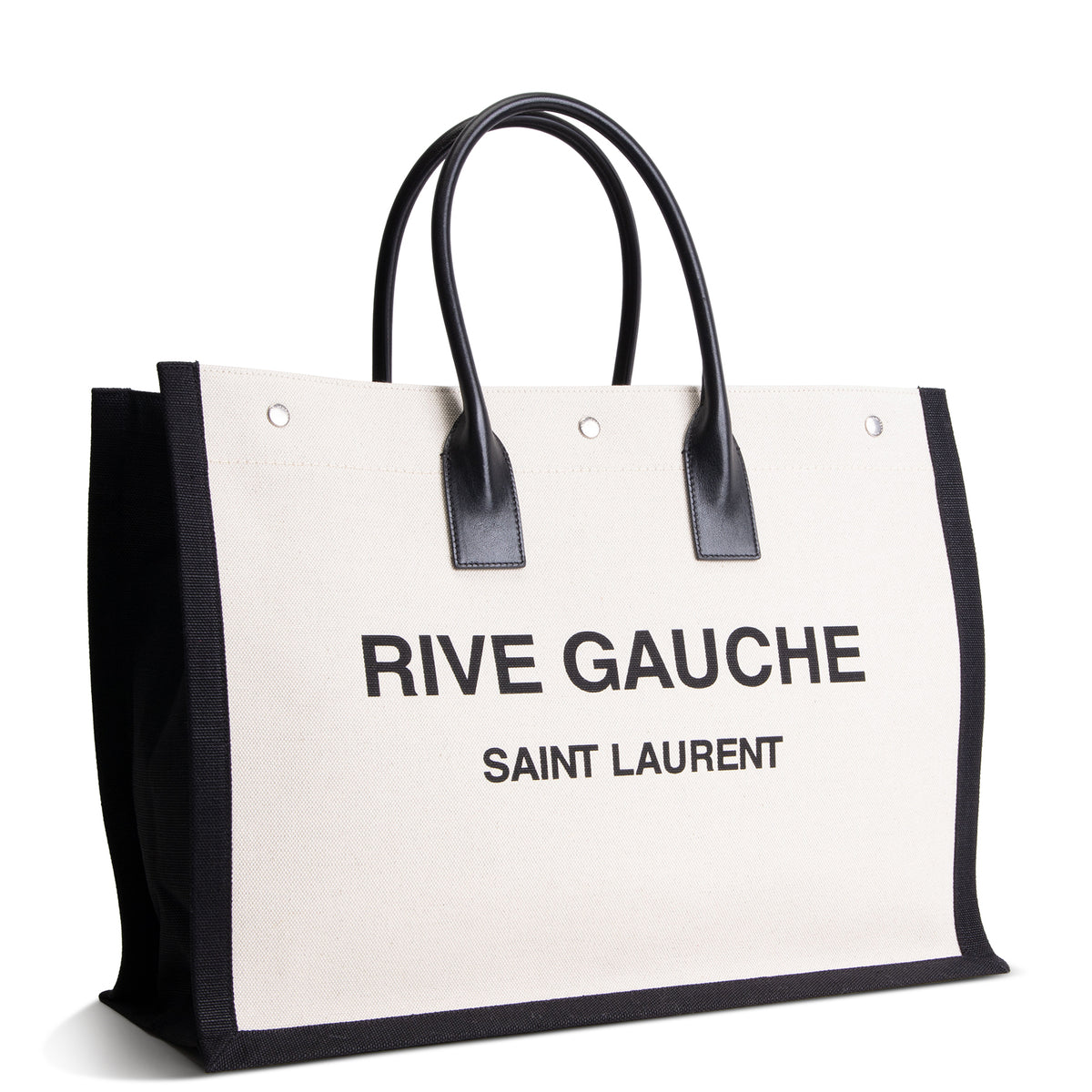 SAINT LAURENT Canvas Large Rive Gauche Tote - Neutral